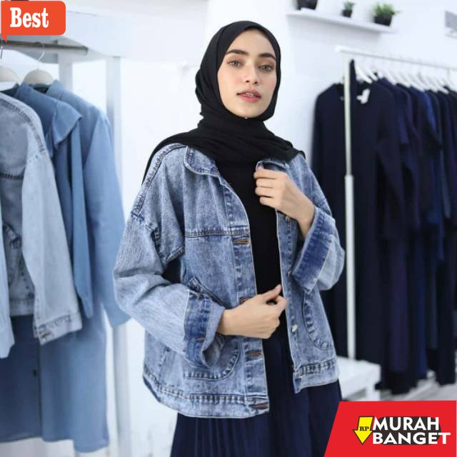 Jaket denim wanita terbaru- Jaket Wanita Denim Jeans - SEOM jacket Oversize - hipster Jaket