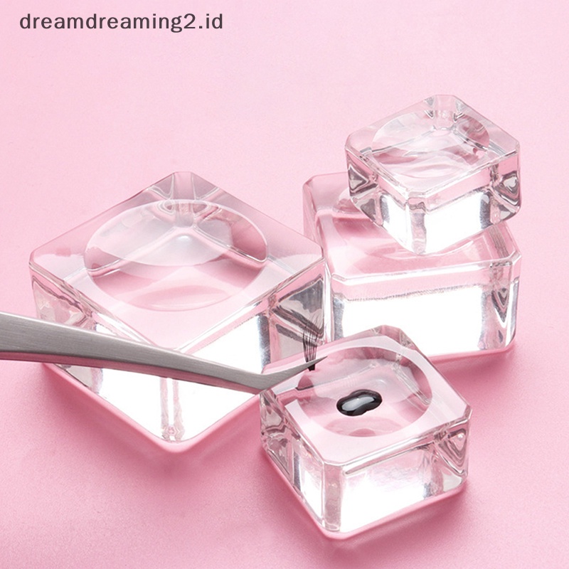 (drea) 1pc Grafg Eye Lash Crystal Glass Holder Lem Bulu Mata Palet Perekat //