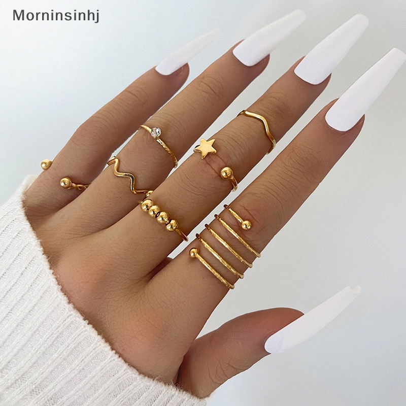 Mornin 7Pcs /Set Bohemian Open Adjustable Ring Set Cincin Untuk Wanita Perhiasan Cincin Set Ulang Tahun Anniversary Hadiah id