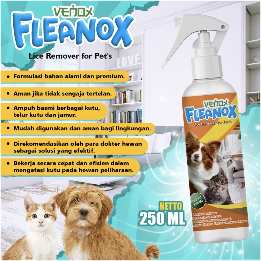Fleanox Obat Anti Kutu Anjing Kucing Kelinci Flea Remover Spray Ticks