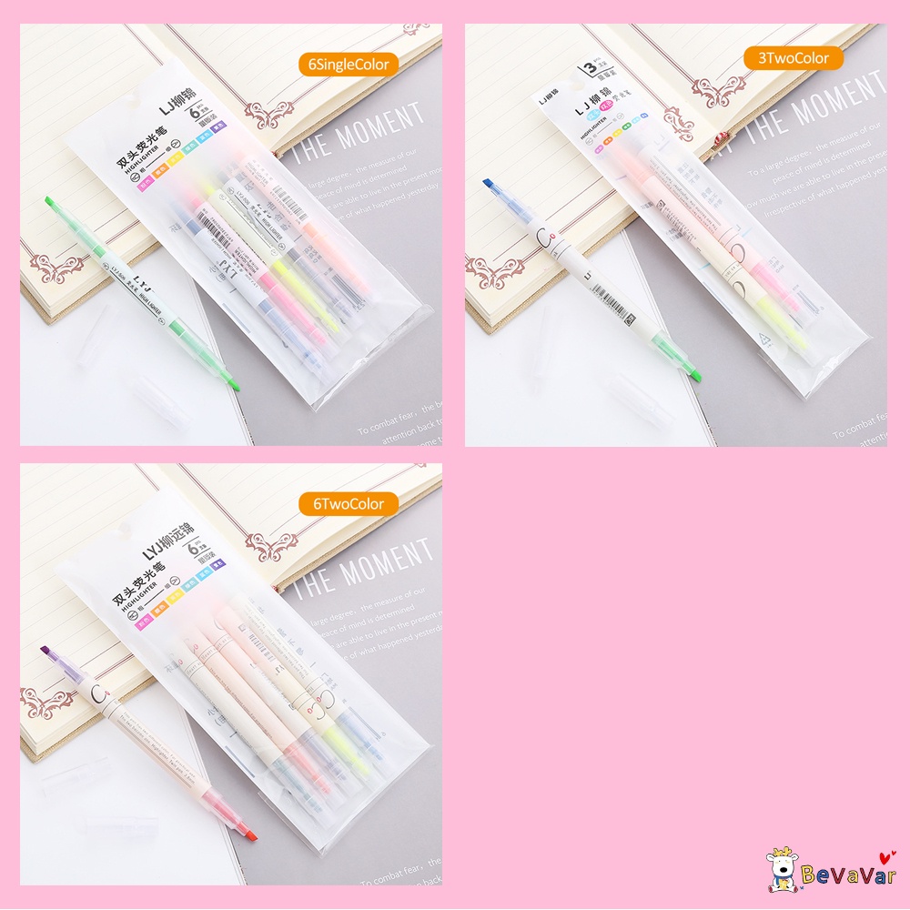 BEVAVAR 6Pcs/Set Stabilo Warna Warni / Highlighter Warna Warni 12 Warna