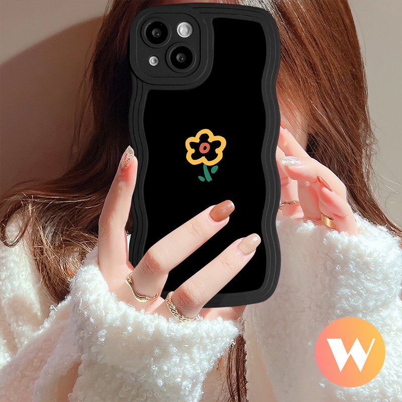 IPHONE Wavy Edge Simple Tulips Flowers Cover Kompatibel Untuk Iphone13 11 14 12 Pro Max XR X 7 6s 8 6 14 Plus XS Max SE 2020 7Plus Fashion Soft Tpu Art Soft Vintage Flower Back Phone Cover