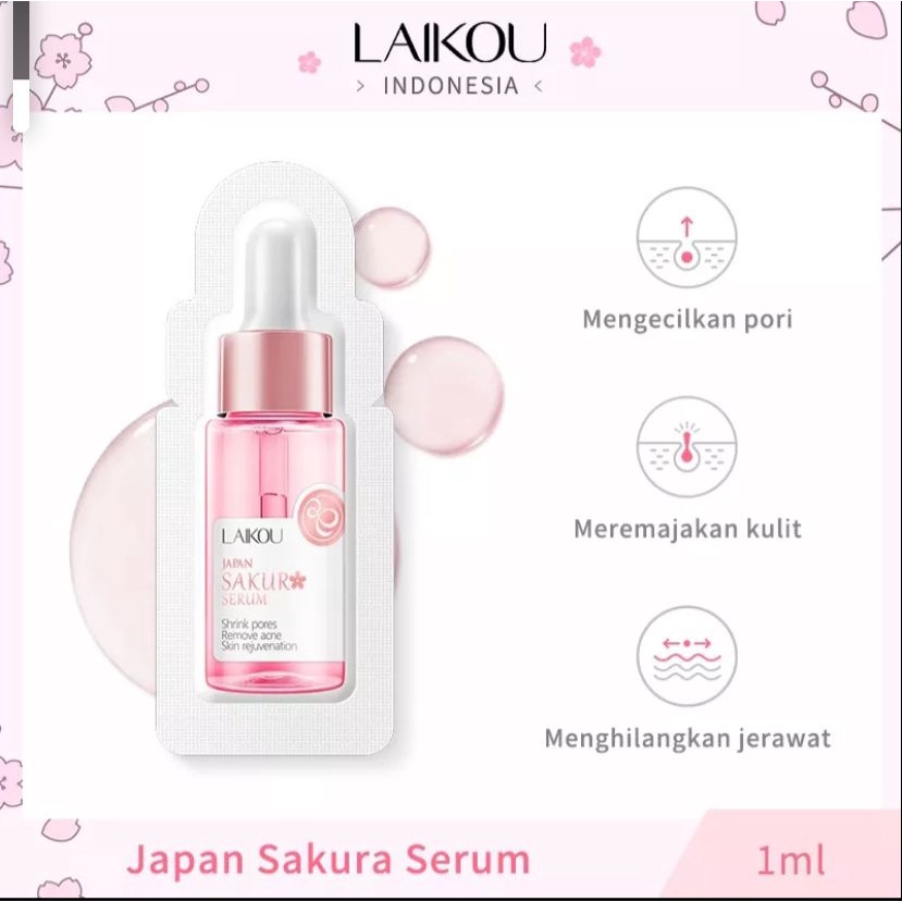 LAIKOU Sakura Serum Pemutih Wajah Menghaluskan Kerut Esensi Bunga Sakura 1ml