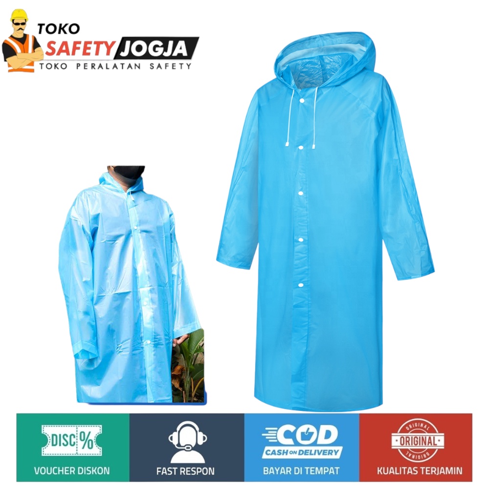 Jas Hujan Poncho Rhodey Portable with Hood Blue