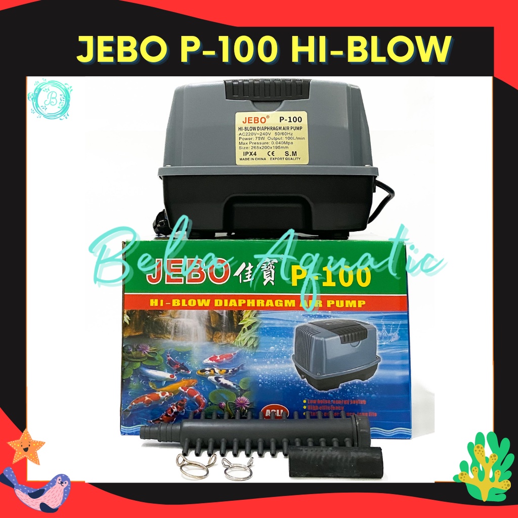 Jebo P-100 Pompa Udara Jebo Aerator Jebo P 100 Hi-Flow Air Pump Blower Pompa Udara Kolam Aquarium