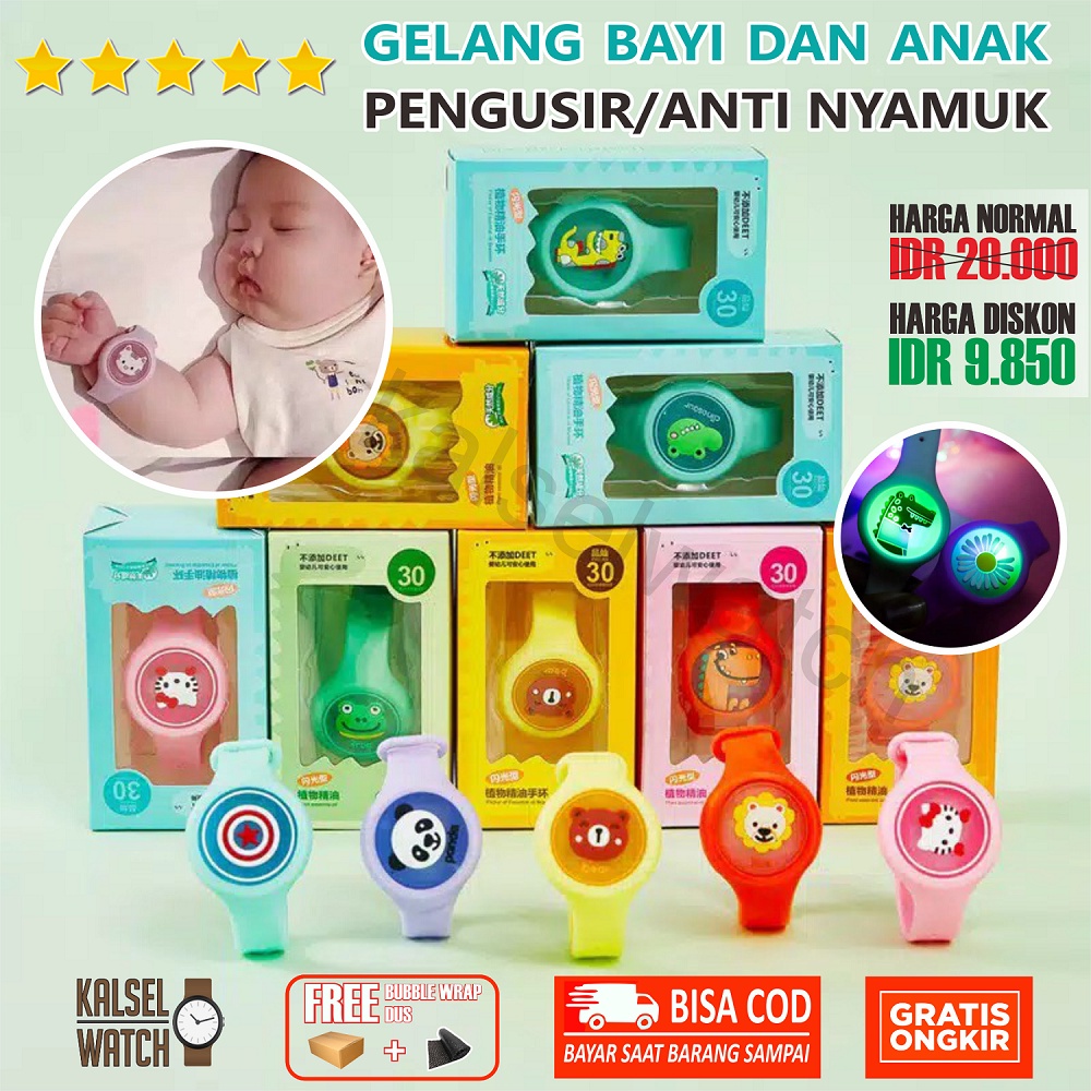 Gelang Bayi Anak Anti Nyamuk Pengusir Nyamuk Bisa NYALA Lampu Gelang Laki Laki Perempuan Anti Air Bikit Clip Guard Karet Mainan Tangan Jam Tangan Anak Bayi Cowok Cewek Perlengkapan Aksesoris Keperluan Anak Bayi JT1