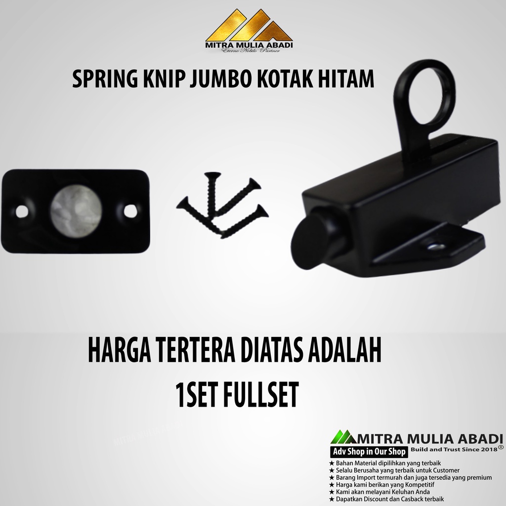 SPRING KNIP HITAM l JUMBO KOTAK l SLOT JENDELA KODOK