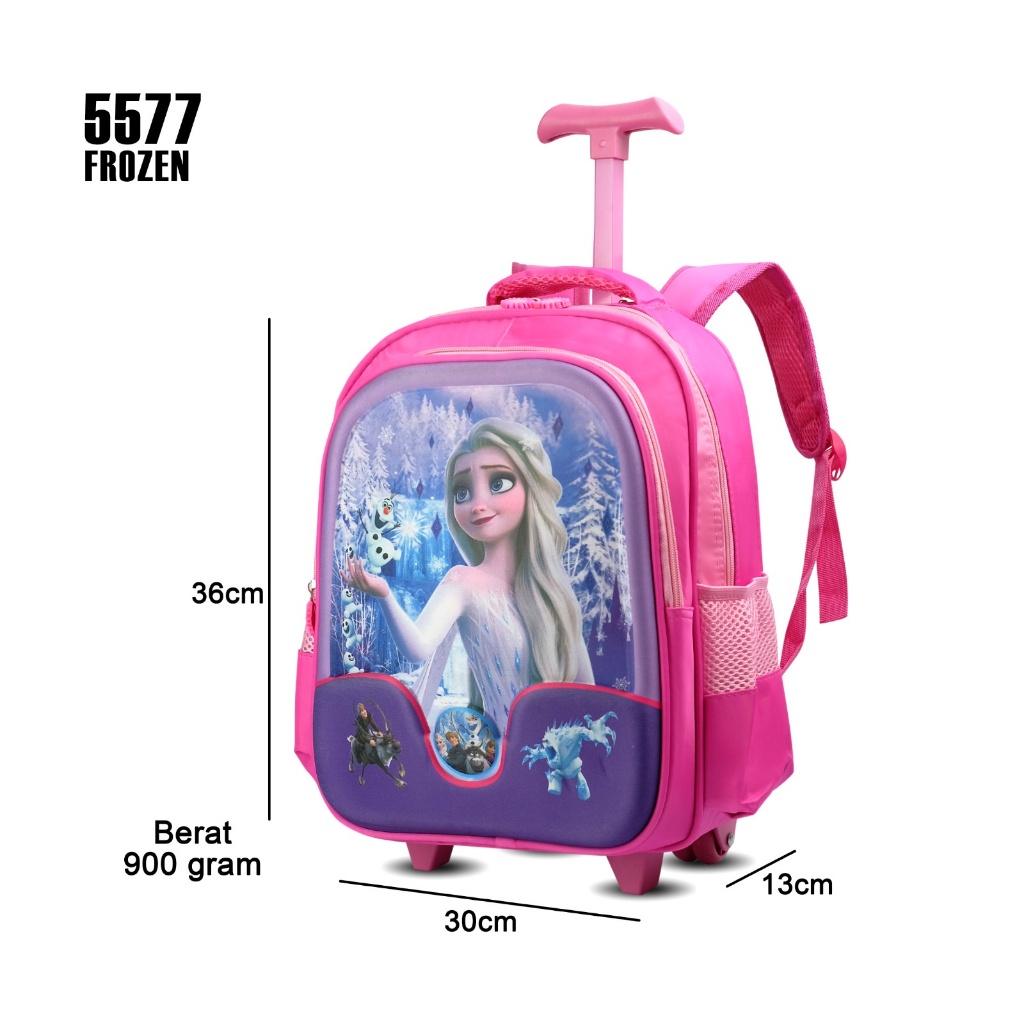 Tas Sekolah Trolly 5577 14 Inch Tas Cartoon Anak Cewek dan Cowok Tas Roda Motif Batman, Captain America, Frozen, Iron Man, Sofia, Spiderman, Ultraman, Unicorn