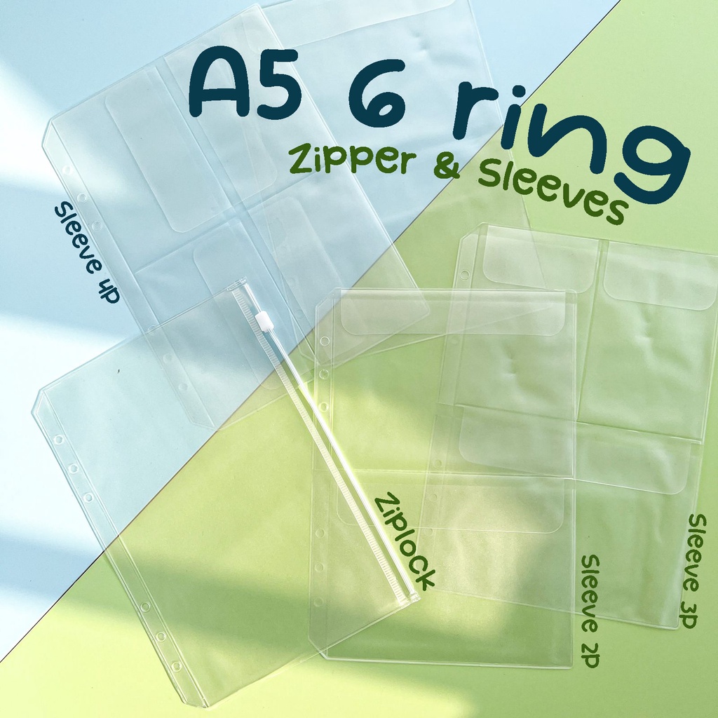 

[A5 6 Ring] Sleeve Zipper Binder / Aksesori Binder Tabungan Keuangan Kartu Nama KTP Ziplock