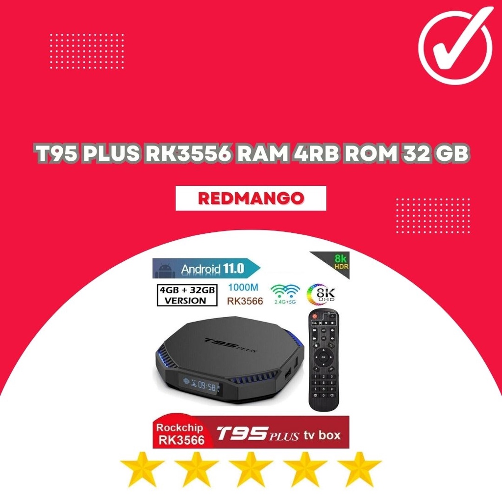 AKN88 -T95 PLUS RK3566 - Android 11 Smart TV Box 8K - RAM 4GB ROM 32GB