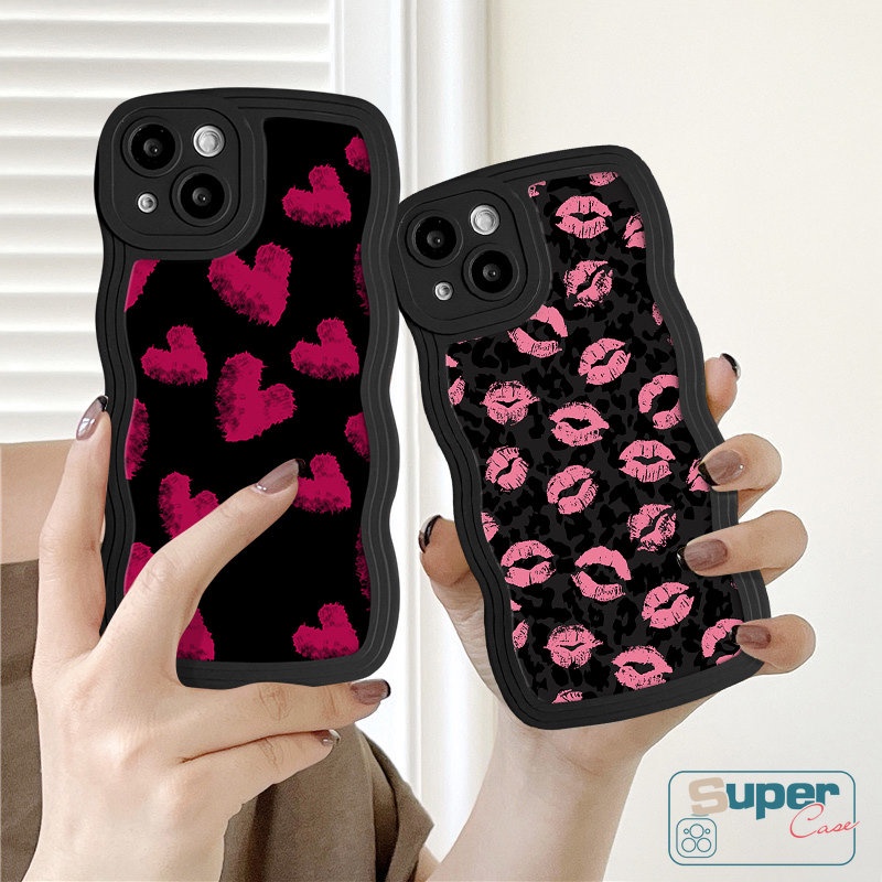 Casing Tepi Bergelombang Motif Bibir Graffiti Untuk Infinix Hot12 9 11 10 Play 10 Pro Note Hot 9 10 20 11s 20s 10s 12i 10Lite 812 Pro Smart5 4 6 Plus 12 G96 Art Love Heart Oil Soft Case Cat