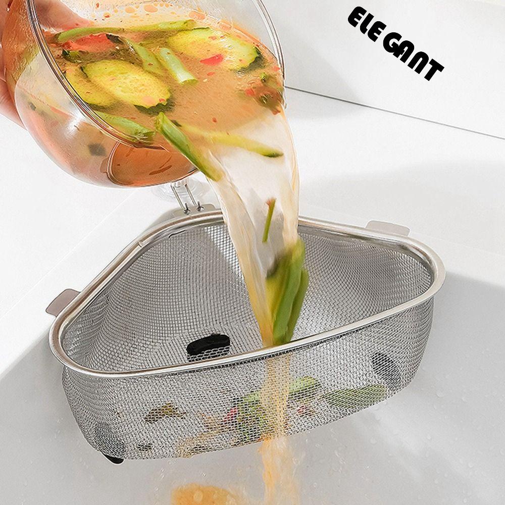 【 ELEGANT 】 Drain Basket Non-slip 1Pcs Saringan Makanan Sayuran Saringan Wastafel Dapur Kapasitas Besar