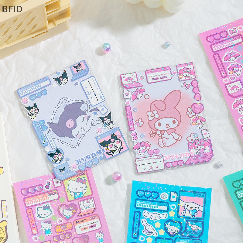 [BFID] New Sanrio Cinnamoroll Melody Girl Lucu Tangan Akun Stiker Kartun Diy Goo Card Stiker Tangan Bahan Rekening Glitter Stiker [ID]