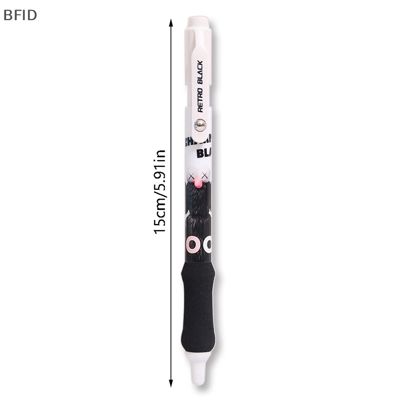 [BFID] Retro Black Gel Pen Set Kartun Lucu 0.5mm Ballpoint Tinta Warna Hitam Untuk Wrig Kantor Sekolah [ID]