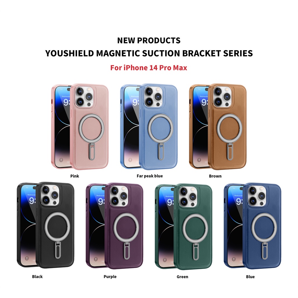 Casing magnetik kulit mewah Casing iPhone 14 Pro Max iPhone 12 13 Pro Max 11 Pro Max 14 Plus dengan braket pelindung guncangan tertutup sepenuhnya