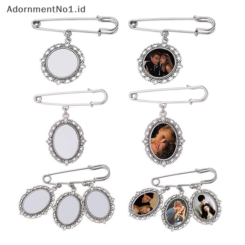 [AdornmentNo1] Buket pernikahan foto pesona Diy Pin membuat pesona pernikahan Oval lembaran aluminium bingkai foto bros liontin