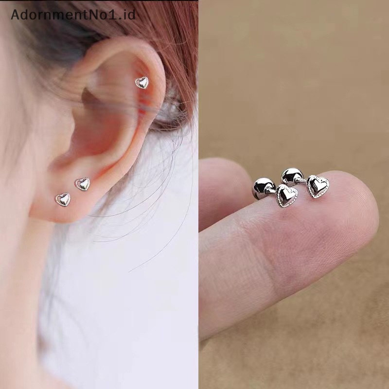 [AdornmentNo1] 1pasang Fashion jantung anting untuk wanita telinga tulang kuku Cartilage Earring Spiral Stud perhiasan tubuh hadiah