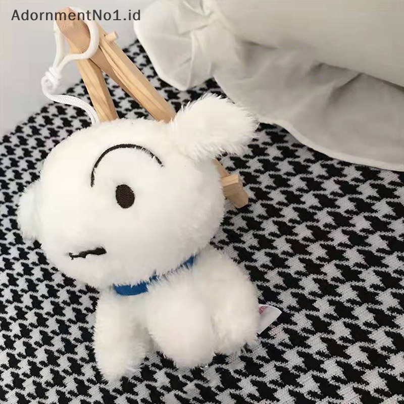[AdornmentNo1] 10cm Crayon Shinchan gantungan kunci Shiro anjing putih siswa ransel liontin boneka Mini lucu Shin-chan boneka mewah hadiah untuk anak-anak