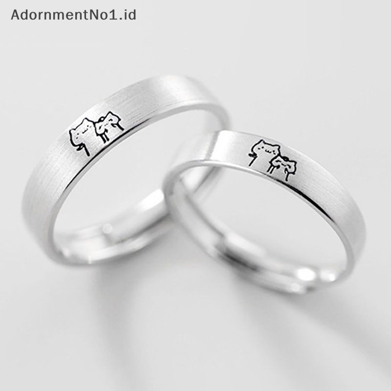 [AdornmentNo1] New Fashion1Pair Kitten Couple Rings Cute Sliver Cat Open Rings untuk wanita pria Adjustable Finger Ring desainer perhiasan hadiah