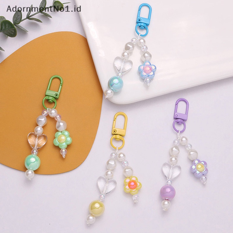 [AdornmentNo1] Colorful lucu bunga manik gantungan kunci tas ransel kunci liontin gantungan kunci Keyrings aksesoris Key Ring tas Charm perhiasan hadiah