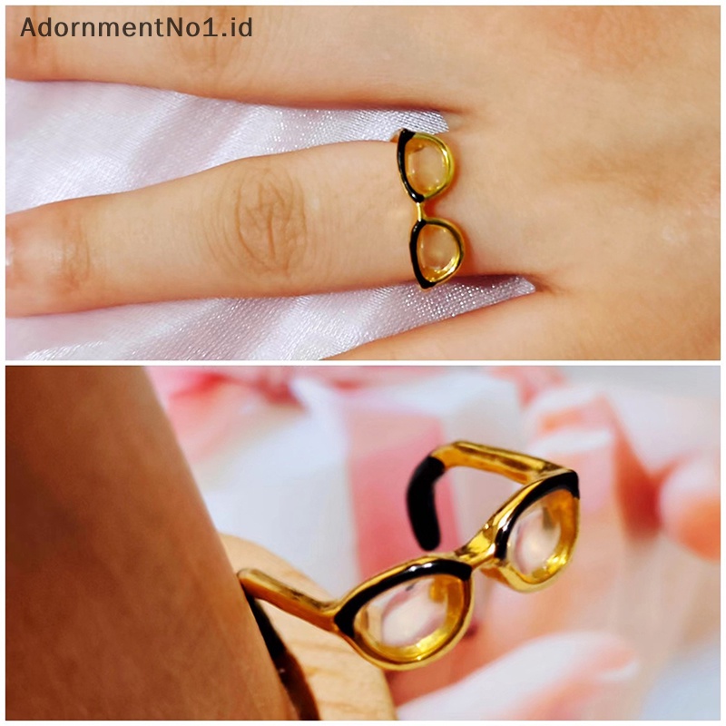 [AdornmentNo1] Kacamata lucu Ins gaya cincin pembukaan Adjustable jari cincin Enamel Paing ekor cincin untuk wanita gadis perhiasan hadiah ulang tahun