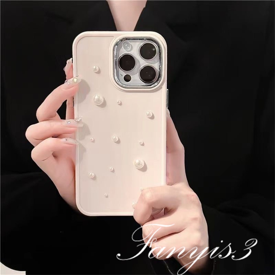 Compatible For iPhone 14 13 12 11 Pro Max X XR Xs Max 8 7 Plus Three-dimensional Pearl Phone Case Soft Protective Cover