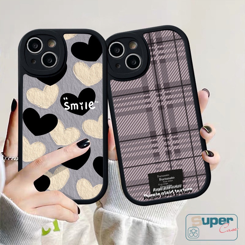 Vintage Simple Tag Lattice Case For Infinix Hot 10T 10s 11 10 11s 9 Play Infinix Note 8 Hot 11 10T 10 Lite 11s 10s Smart 6 5 Oil Paint Love Heart Lucky Smile Plaid Anti-Fall Cover