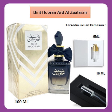 Parfum Premium Arab Wanita Pria Ard Al Zaafaran Bint Hooran Hitam Emas 5ml 10ml 100ml