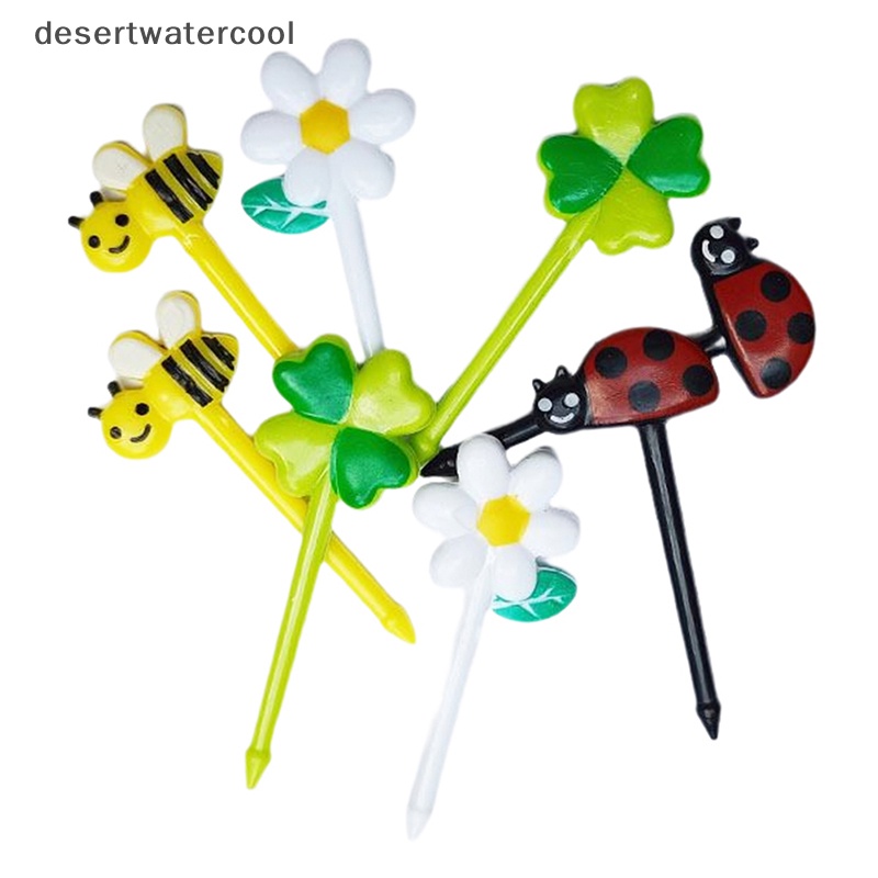 Deid 8 Pcs Lucu Kartun Lebah Buah Garpu Anak Plastik Rumah Tangga Dessert Kue Garpu Martijn