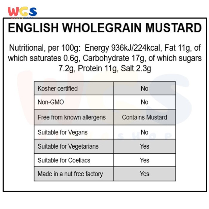 Wilkin &amp; Sons Tiptree English Wholegrain Mustard 185g