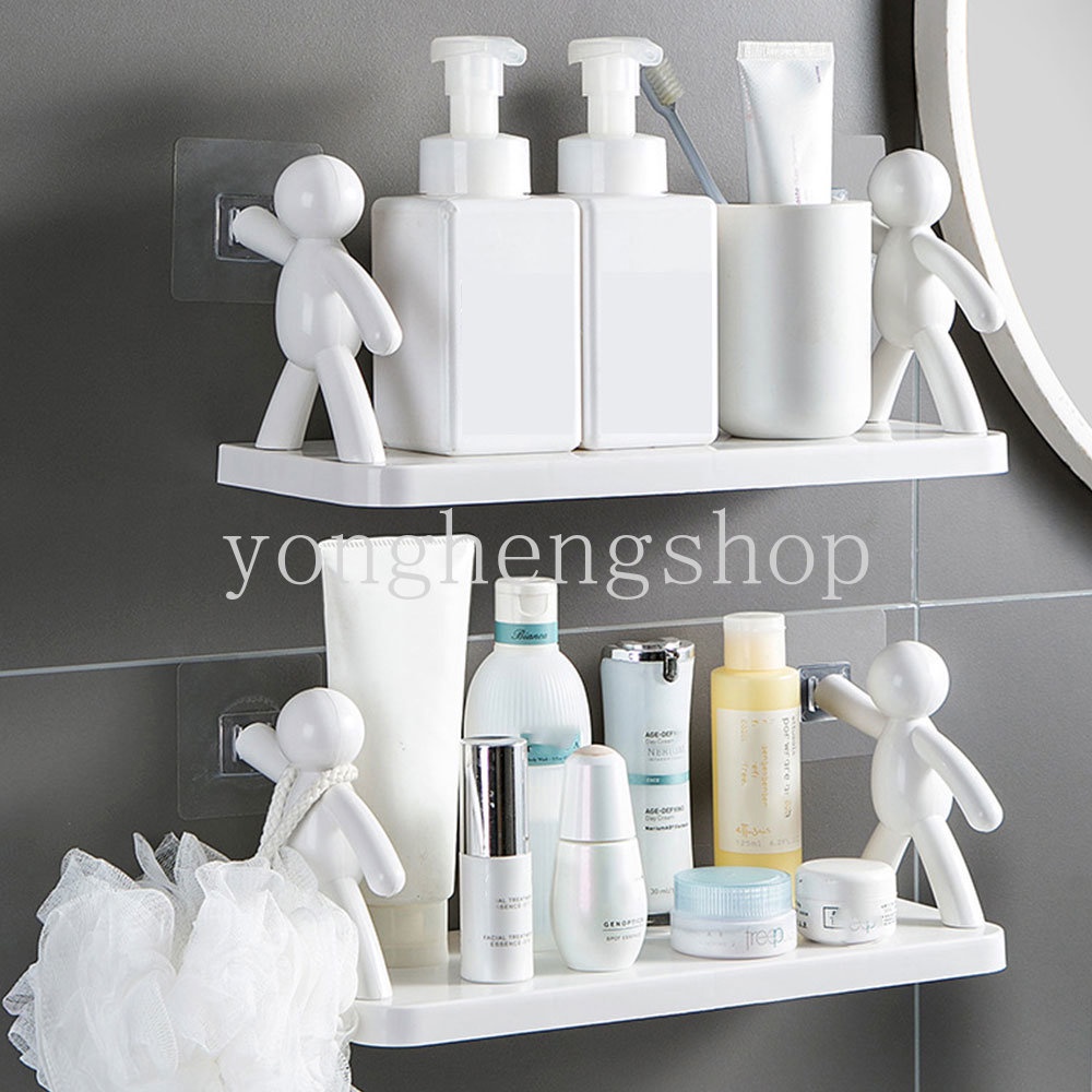 Kreatif Rak Penyimpanan Yang Dipasang Di Dinding Self-adhesive Serba Serbi Stand Holder Rak Penyimpanan Kosmetik Kamar Mandi Sabun Shampoo Organizer Bumbu Dapur Toples Rak