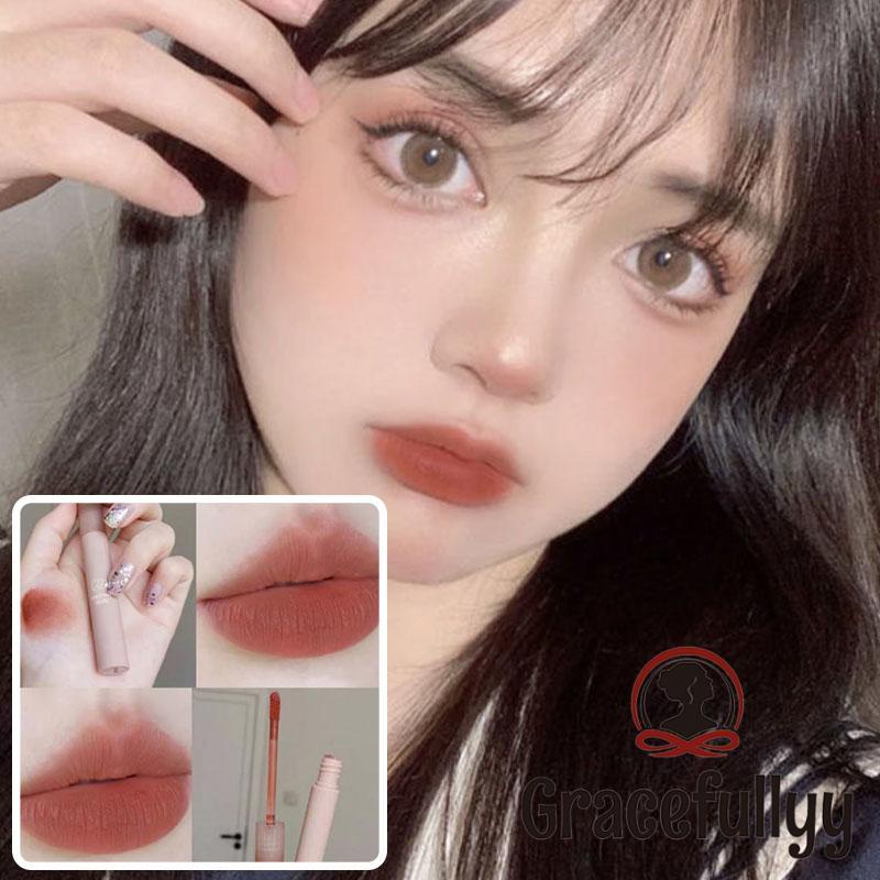 [Ready stock&amp;COD]Velvet Matte Liquid Lipstik Tahan Air Lip Gloss Tahan Lama Lipstik Nude Wanita Warna Bibir Merah-GY