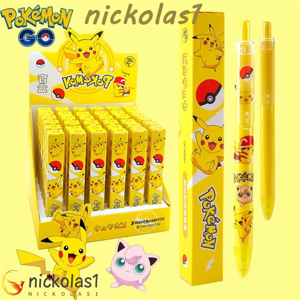 NICKOLAS1 Pikachu Pena Siswa Lucu DIY Set Press Netral Anime Figure Tanda Blind Box Pulpen