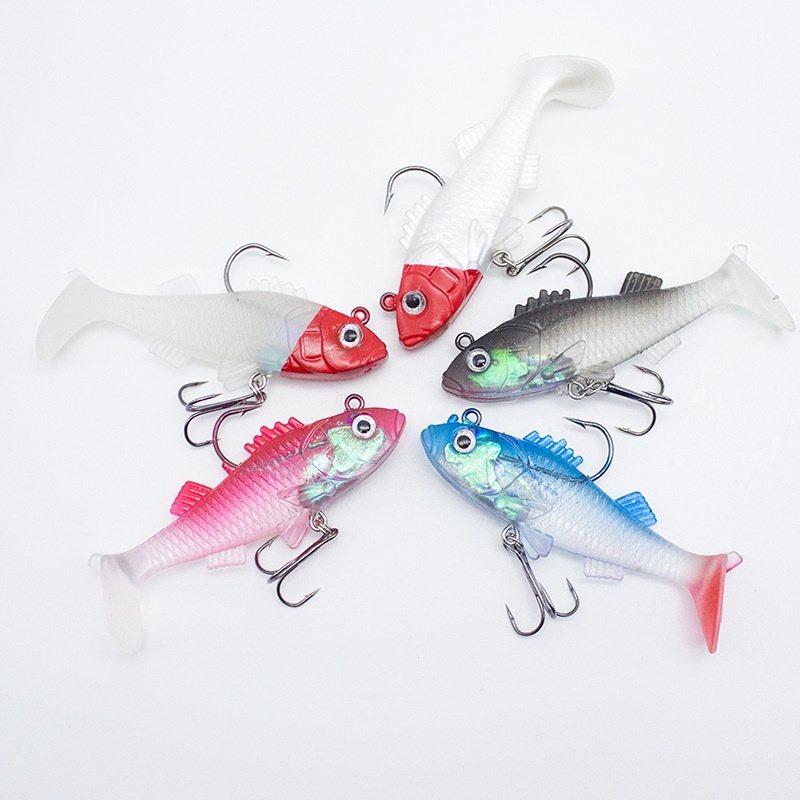 8g /6.5cm T-Tail Fishing Lure Jig Kepala Swimbaits Bass Memancing Umpan Plastik Lembut Untuk Air Asin Air Tawar