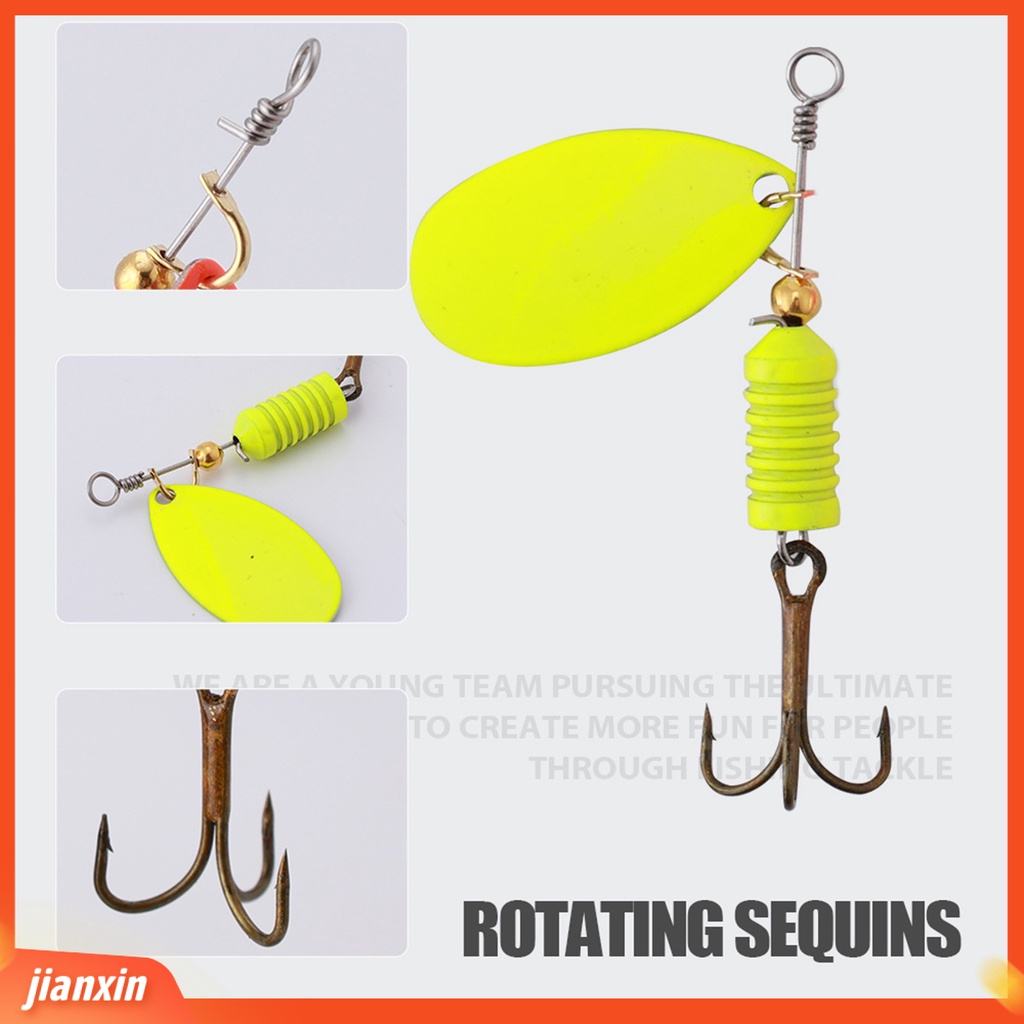 (In Stock) 8cm/7g Desain Payet Umpan Keras Metal Spin Lure Dengan Kait Treble Tajam Perlengkapan Memancing