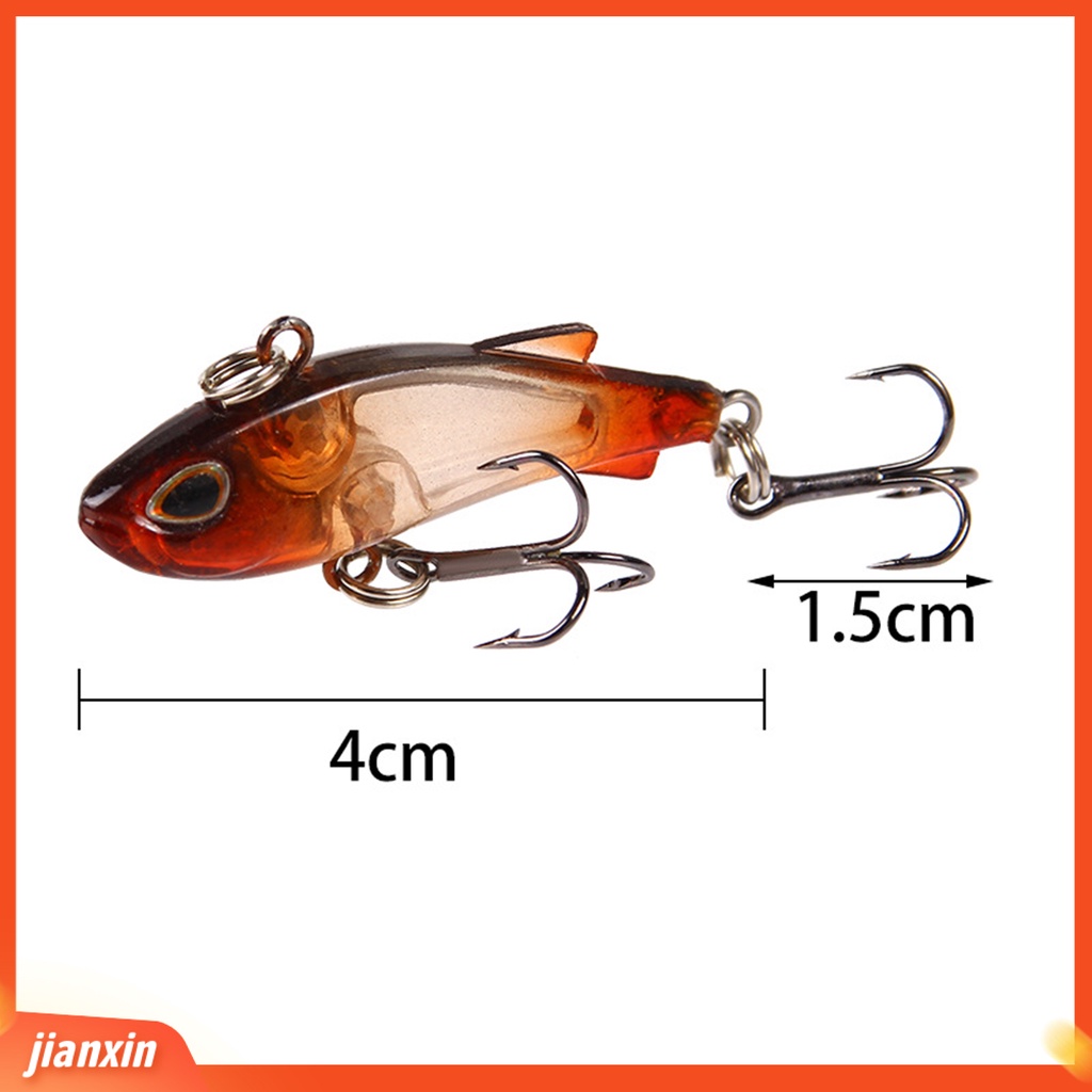 (In Stock) 4.5cm /4g Umpan Palsu 3D Mata Lingkaran Ganda Berduri Treble Hook VIB Umpan Untuk Angling