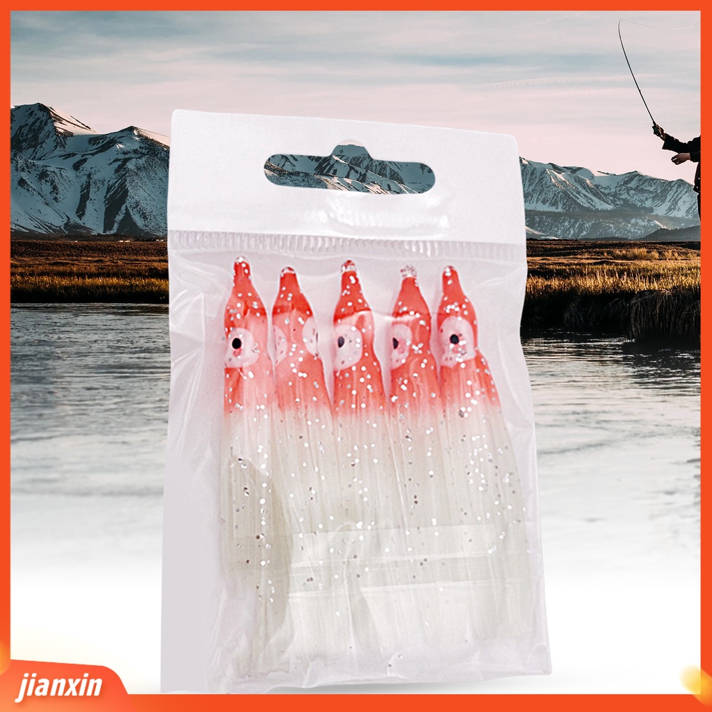 (In Stock) 5Pcs Gurita Umpan Lembut Simulasi Dengan Efek Bercahaya Angling Air Laut Memancing Cumi Lembut Rok Umpan Untuk Memancing Di Luar Ruangan