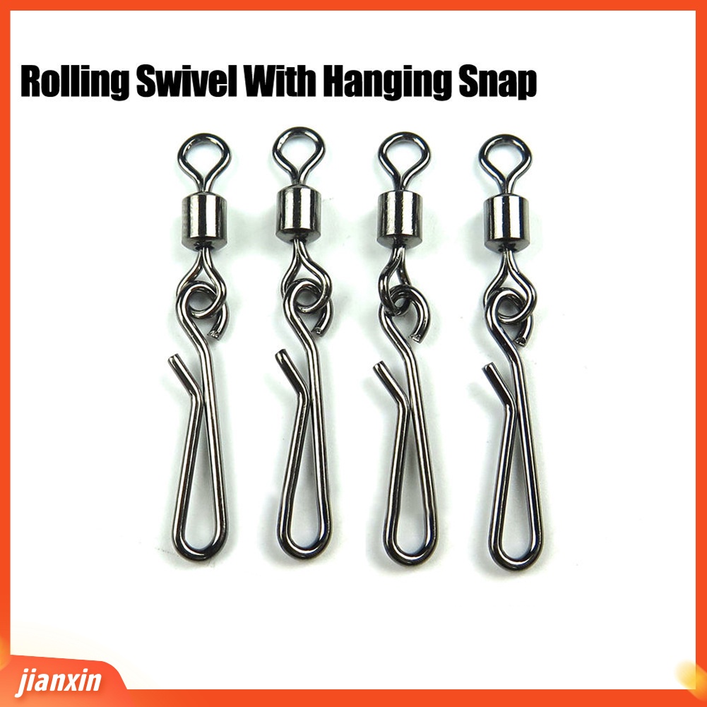 (In Stock) 50Pcs /Set Rolling Swivel Dengan Konektor Fishhooks Snap Fishing Tackle Gantung