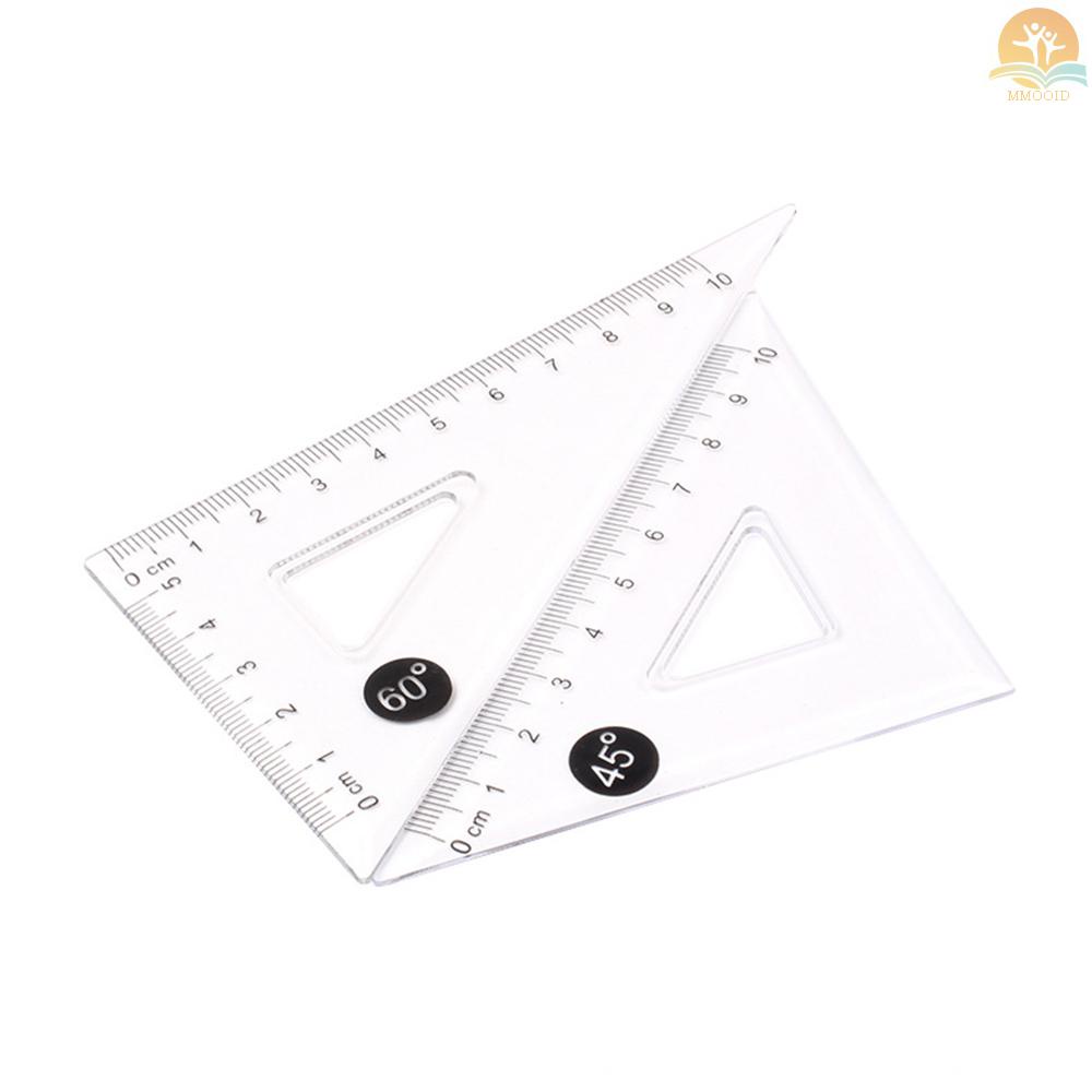 In Stock 4buah Set Penggaris Alat Geometri Matematika Bahan Plastik Bening Termasuk Penggaris Lurus 6-inci &amp; 2pcs Penggaris Segitiga &amp; Busur Derajat Untuk Perlengkapan Siswa Sekolah Kantor