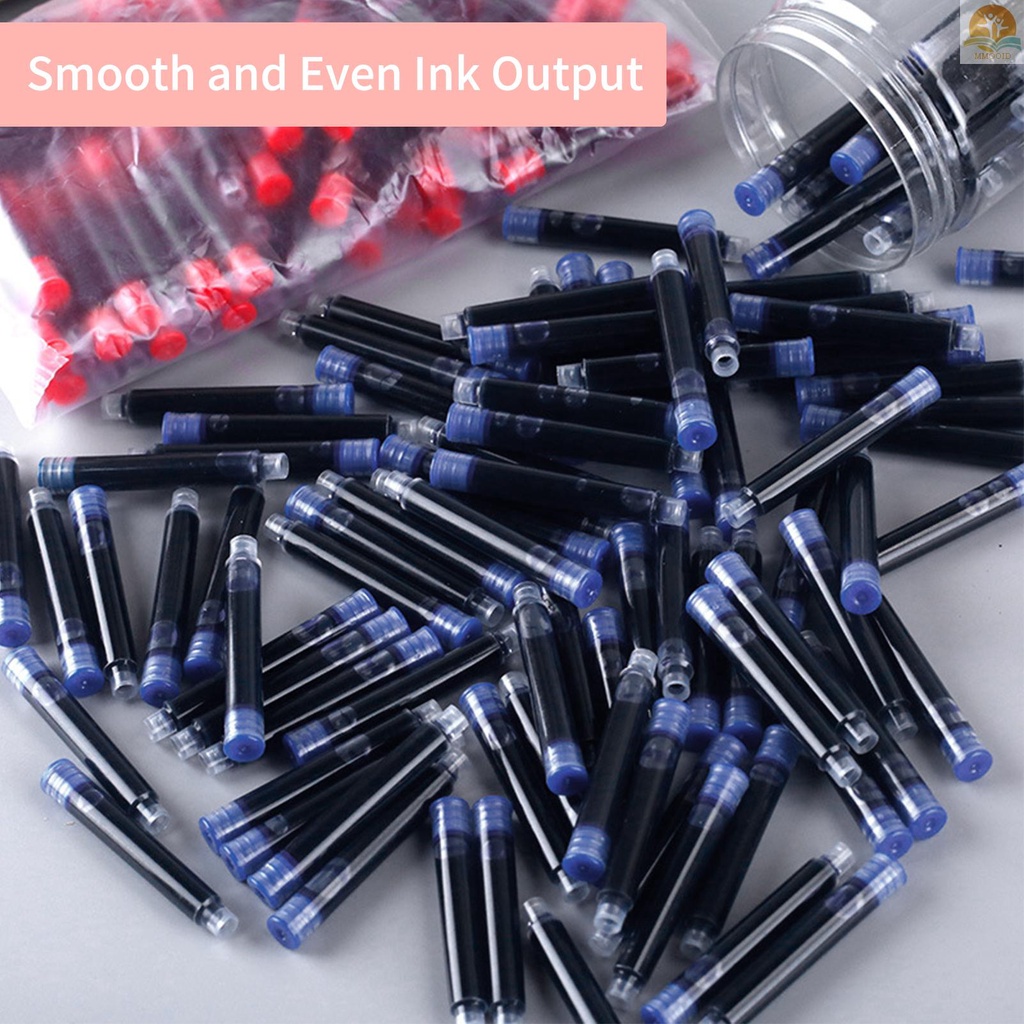 In Stock 50buah Cartridge Tinta Fountain Pen Cartridge Isi Ulang Tinta Warna Merah Dengan Diameter Lubang 3.4 mm Untuk Perlengkapan Alat Tulis Tulis Tulis Siswa Sekolah Kantor