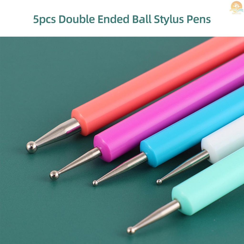 In Stock 5pcs Double Ended Dotting Tools Set Pola Jiplak Bola Stylus Pen Untuk Mandala Lukisan Batu Timbul Pola Tembikar Tanah Liat Kerajinan Nail Art