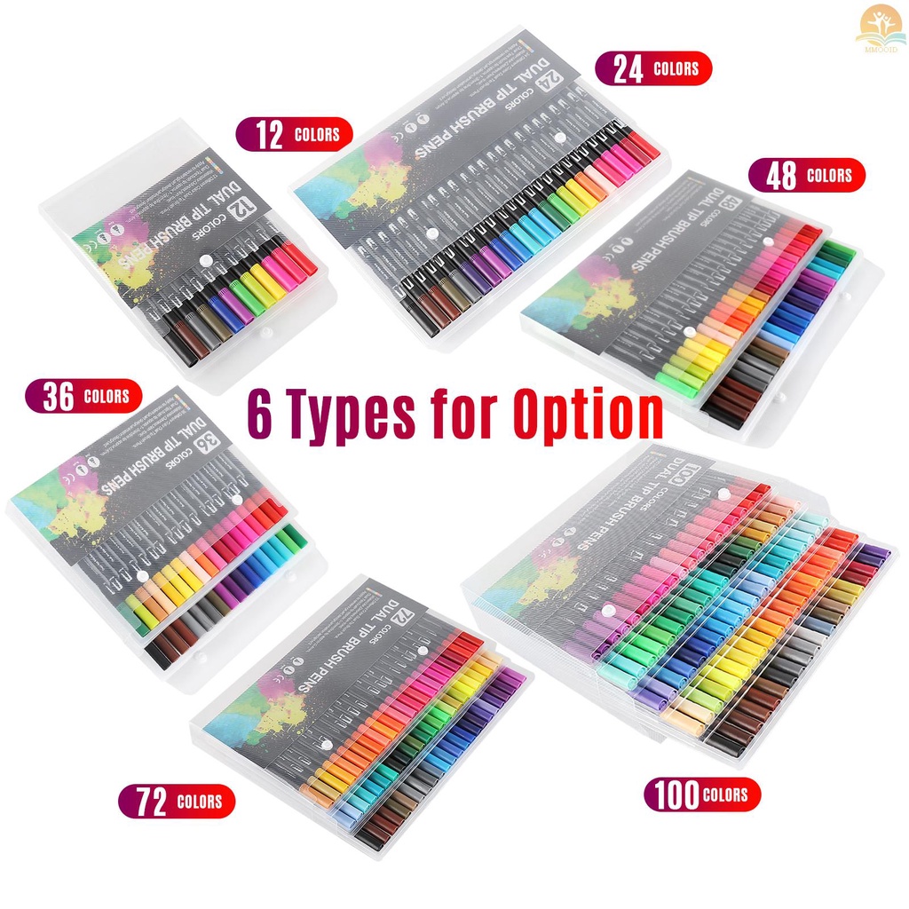 In Stock 24warna Spidol Set Double Tipped Colored Pen Fine Point Art Marker Untuk Anak-Anak Dewasa Mewarnai Gambar Ilustrasi Sketsa Artis