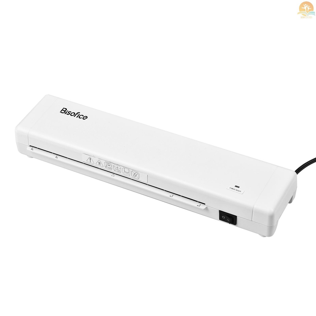 In Stock Bisofice Mesin Laminator Desktop Ukuran A4 Laminasi Panas 2 Sistem Rol Lebar 230mm Pemanasan Cepat Cocok Untuk 75~125mic Pouch Untuk Perlengkapan Rumah Kantor Sekolah