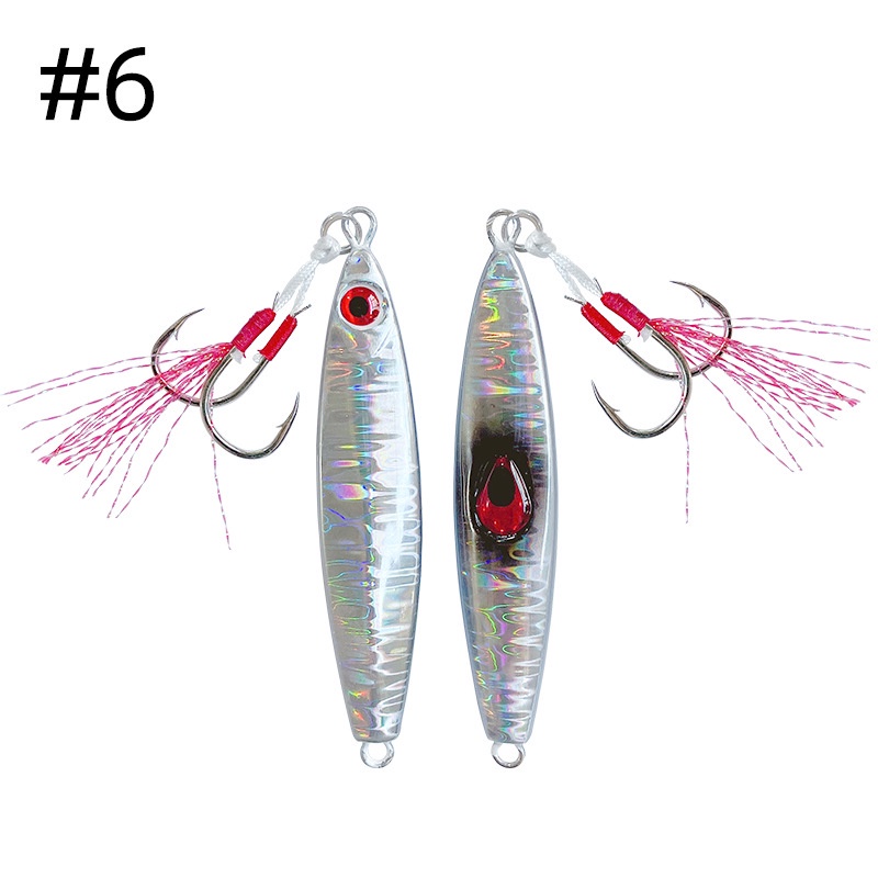 Memancing Jig Lure 20g /30g /40g /60g /80g Deep Sea Fishing Lure Slow Jigging Umpan Buatan Dengan Double Fish Hook Slow Clamp