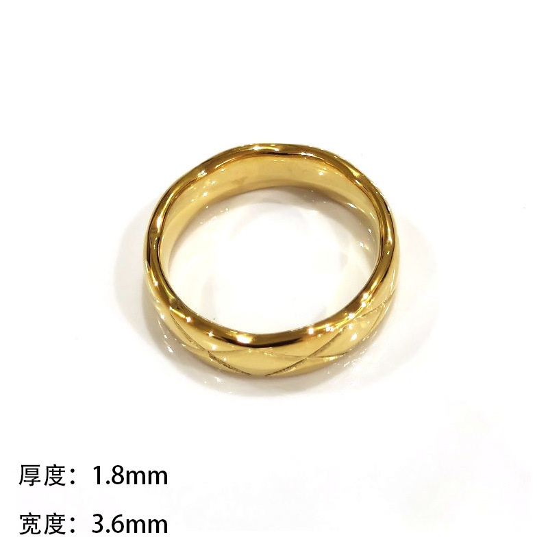 (Titanium Steel Color Preservation) Cincin Pasangan Sederhana Emas 18K Vintage Prancis