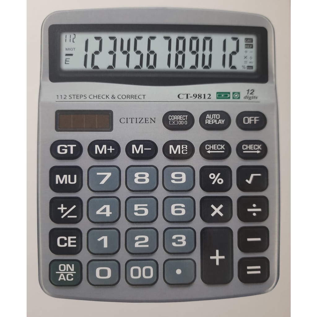 CITIZEN CT-9812 Check Correct Kalkulator Cek Ulang 12 Digit LCD Besar CT9812