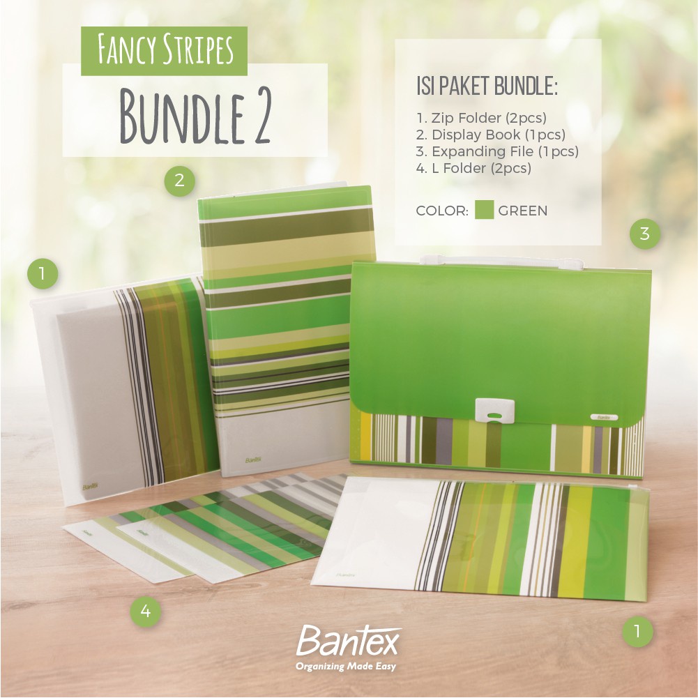 

[Artomas] Bantex Fancy Stripes Grass Green Bundle 2