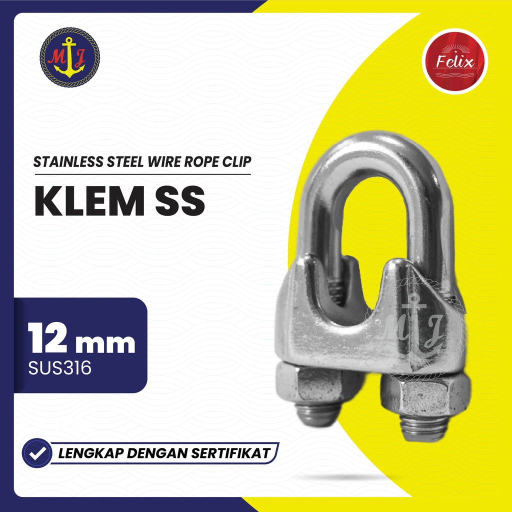 KLEM SS 12 MM SUS316 // WIRE CLIP SS STAINLESS STEEL