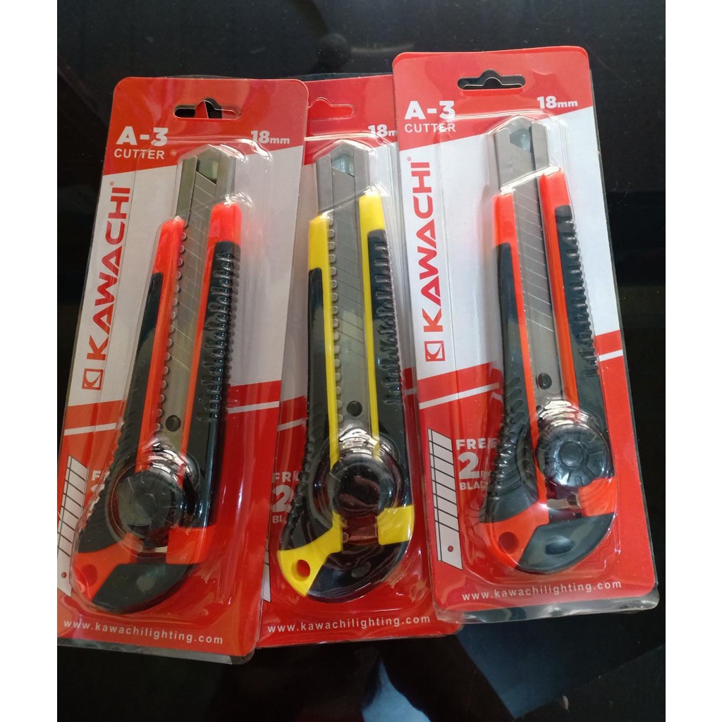 

Cutter Besar Cutter Kawachi A-3 18mm (Free 2 Mata Pisau Refill Dikemasan)