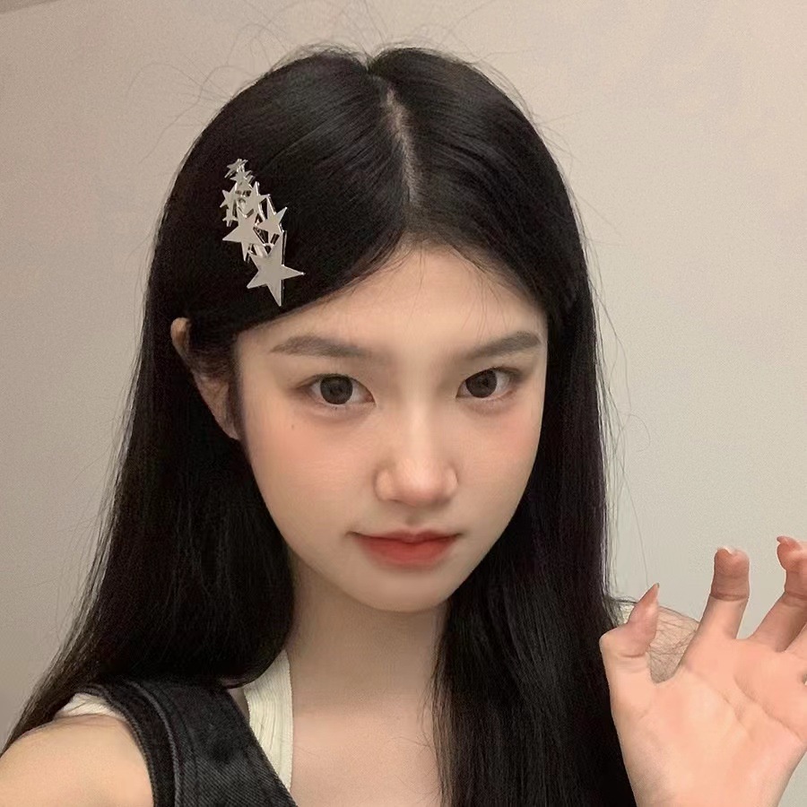 Ponytail Holder Jepit Rambut Hair Clip Elegan Korea INS Gaya Gadis Manis Keren Pentagram Bintang Hiasan Kepala Populer Sederhana Aksesoris Rambut Logam Musim Semi Klip Bobby Pin Y2k